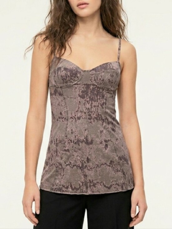 Wilfred Tops - XS Aritzia Wilfred Supima Moda Barre Bustier Tank Top - Grey/Purple